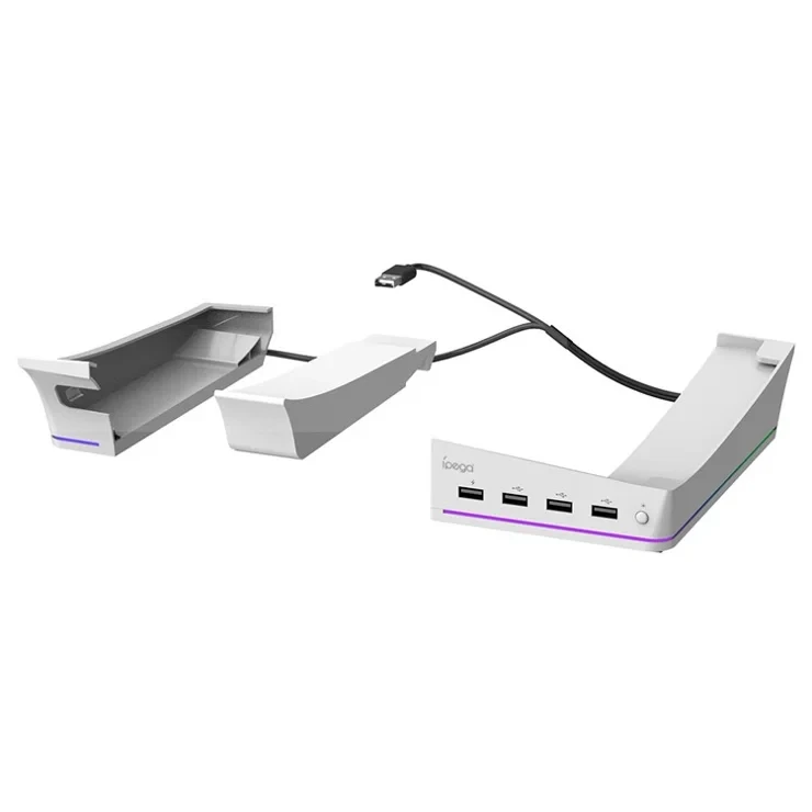 حامل iPega لجهاز PlayStation 5 Slim المحمول المسطح مع 4 منافذ USB وإضاءة RGB لجهاز PS5 Slim