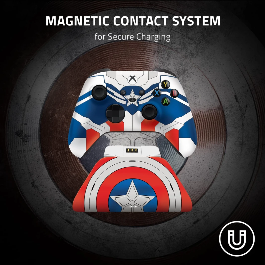 وحدة تحكم لاسلكية Razer Captain America وحامل شحن سريع لجهاز Xbox