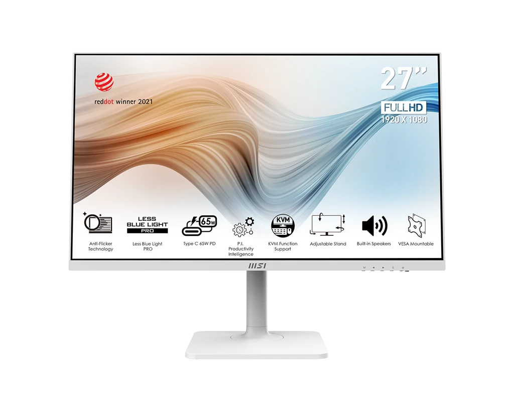 شاشة MSI Modern MD272OPW مقاس 27 بوصة بدقة 2K WQHD وتردد 75 هرتز IPS باللون الأبيض