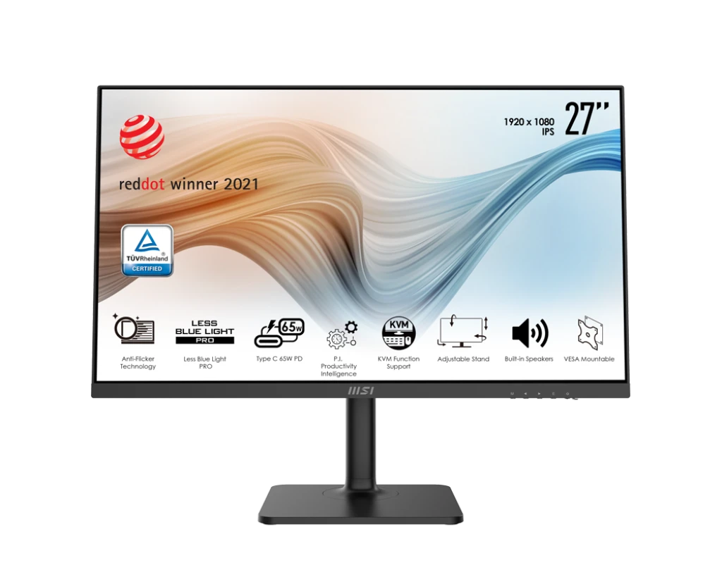 شاشة MSI Modern MD272OP مقاس 27 بوصة بدقة 2K WQHD و75 هرتز IPS باللون الأسود