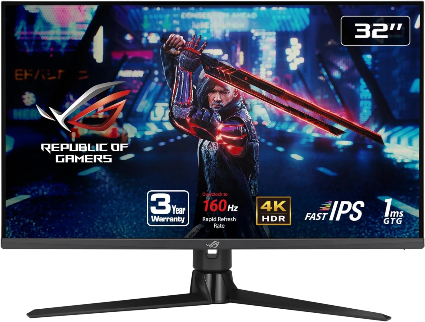 شاشة الألعاب ASUS ROG Strix XG32UQ مقاس 32 بوصة، بدقة 4K، ومنفذ HDMI 2.1، وتقنية IPS سريعة، ومعدل تحديث 160 هرتز، ووقت استجابة 1 مللي ثانية