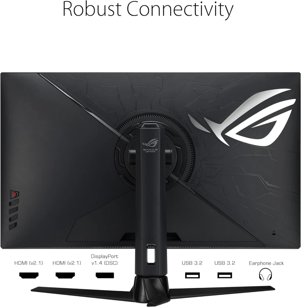 شاشة الألعاب ASUS ROG Strix XG32UQ مقاس 32 بوصة، بدقة 4K، ومنفذ HDMI 2.1، وتقنية IPS سريعة، ومعدل تحديث 160 هرتز، ووقت استجابة 1 مللي ثانية