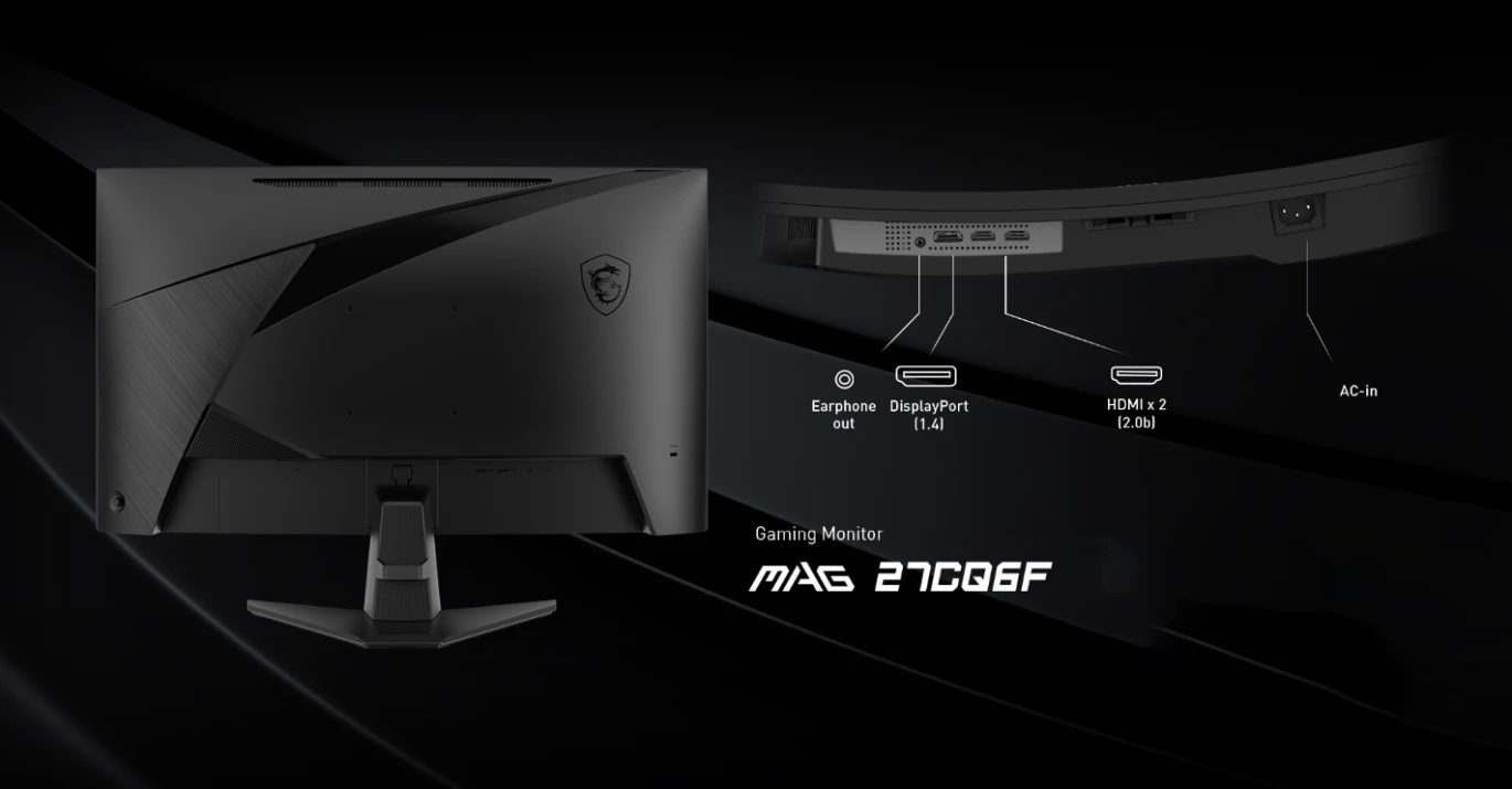 شاشة ألعاب MSI MAG 27CQ6F 2K Curve 1500R مقاس 27 بوصة بدقة 2560 × 1440 (WQHD) وتقنية Adaptive-Sync Console Mode وتردد 180 هرتز