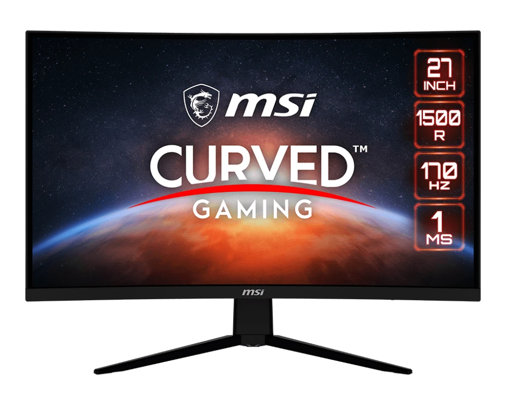 شاشة ألعاب MSI G273CQ منحنية 1500R، 27 بوصة، 2K WQHD، 170 هرتز، 1 مللي ثانية، سوداء