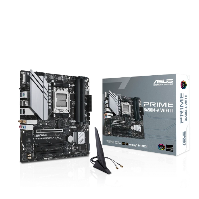 لوحة أم ASUS PRIME B650M-A WIFI II mATX، شريحة AMD B650، 4x DIMM DDR5