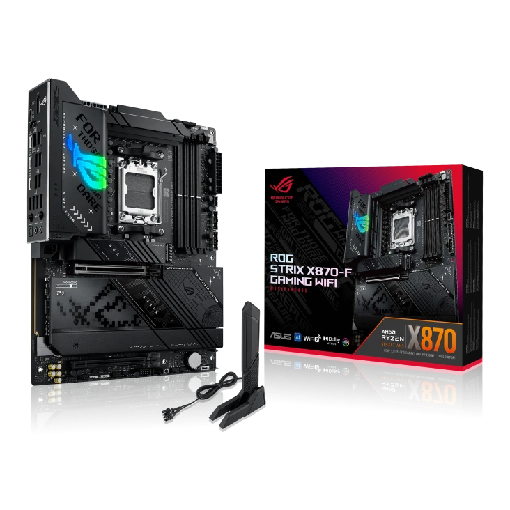 لوحة أم ASUS ROG Strix X870-F Gaming WiFi AM5 ATX، شريحة AMD X870، 4x DDR5