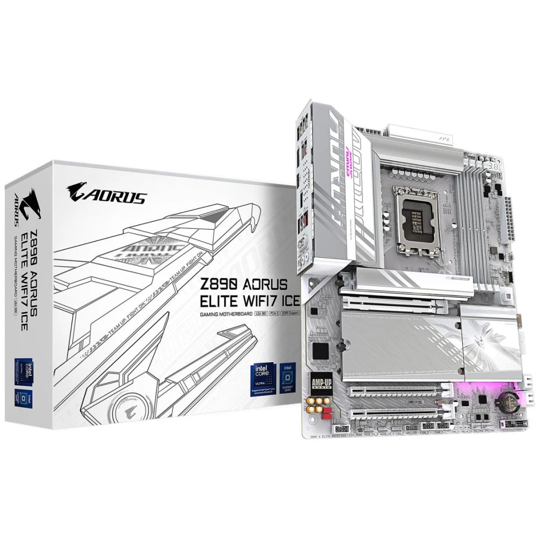 Gigabyte Z890 Aorus Elite WiFi7 ICE ، Intel Core Ultra (Series 2) ، LGA 1851/DDR5/PCIe 5.0/4xm.2 - ATX Gaming Motherboard