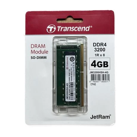ذاكرة عشوائية Transcend DDR4 3200 MHz سعة 4 جيجابايت غير مخزنة SO-DIMM