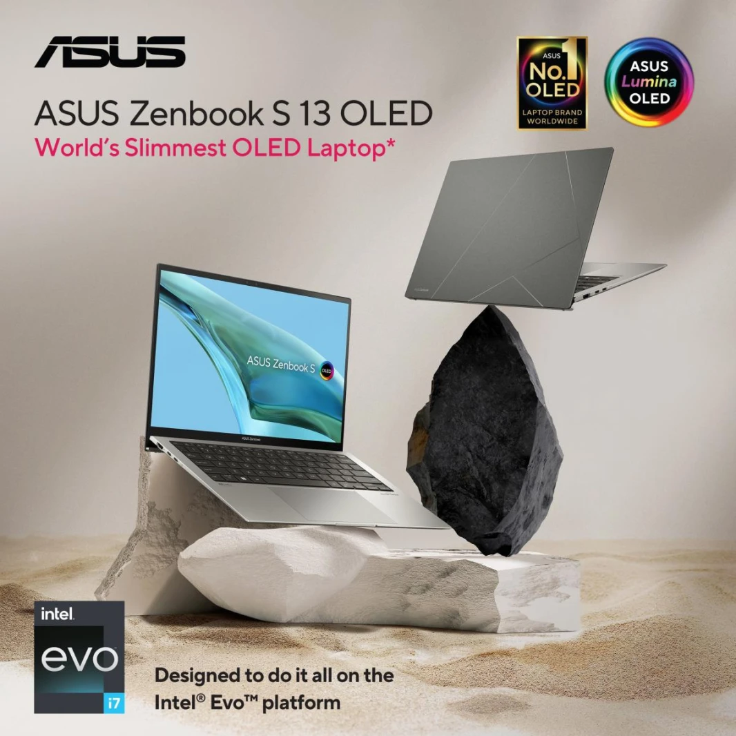 كمبيوتر محمول ASUS Zenbook s13 13.3 2.8K OLED Core i7 13th UX5304VA Basalt Grey Aluminum