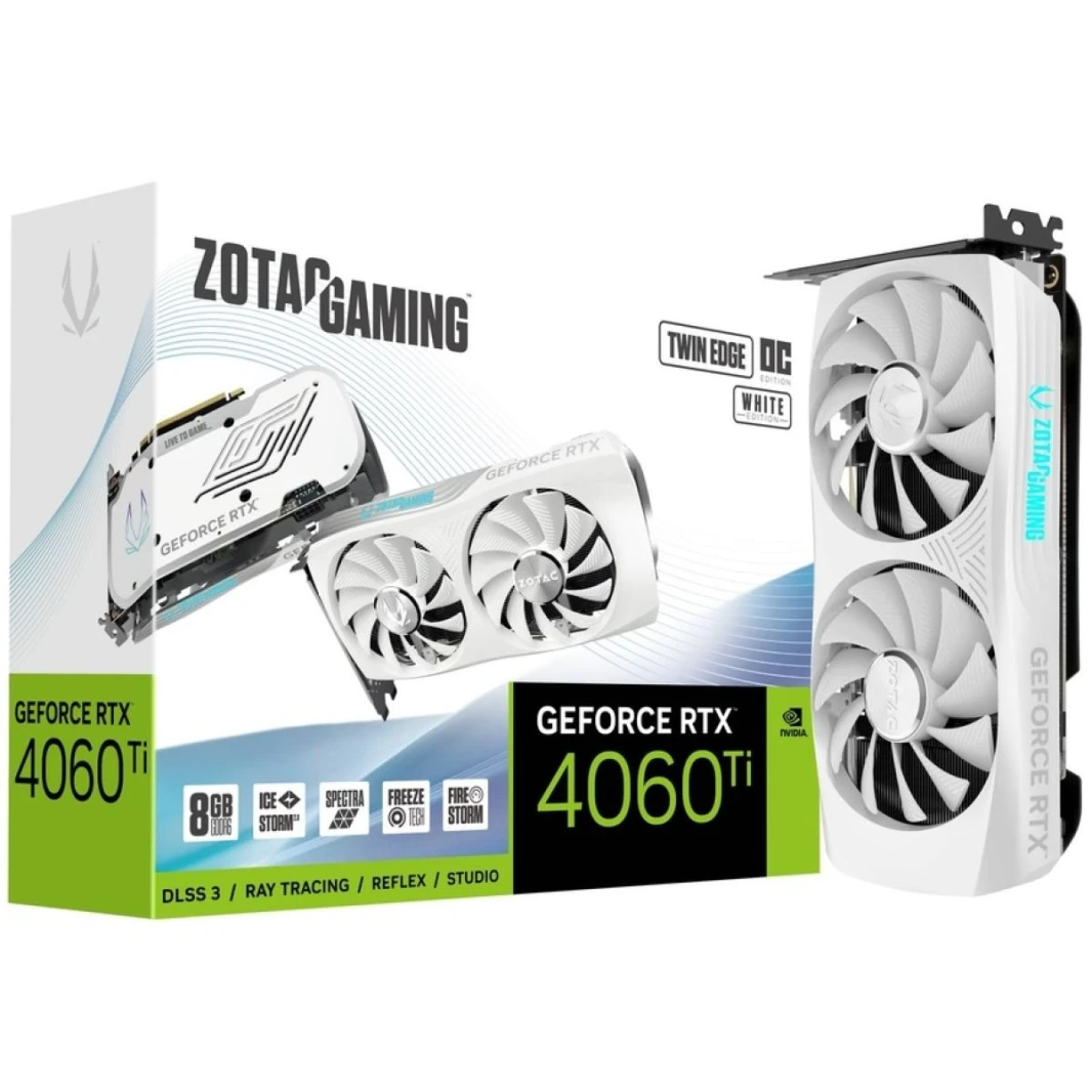 ZOTAC GAMING GeForce RTX 4060 Ti Twin Edge OC White Edition 8GB GDDR6 - بطاقة رسوميات