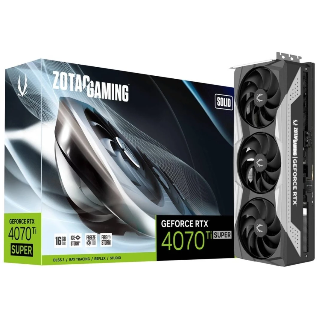 ZOTAC GAMING GeForce RTX 4070 Ti SUPER SOLID 16GB GDDR6X - بطاقة رسوميات
