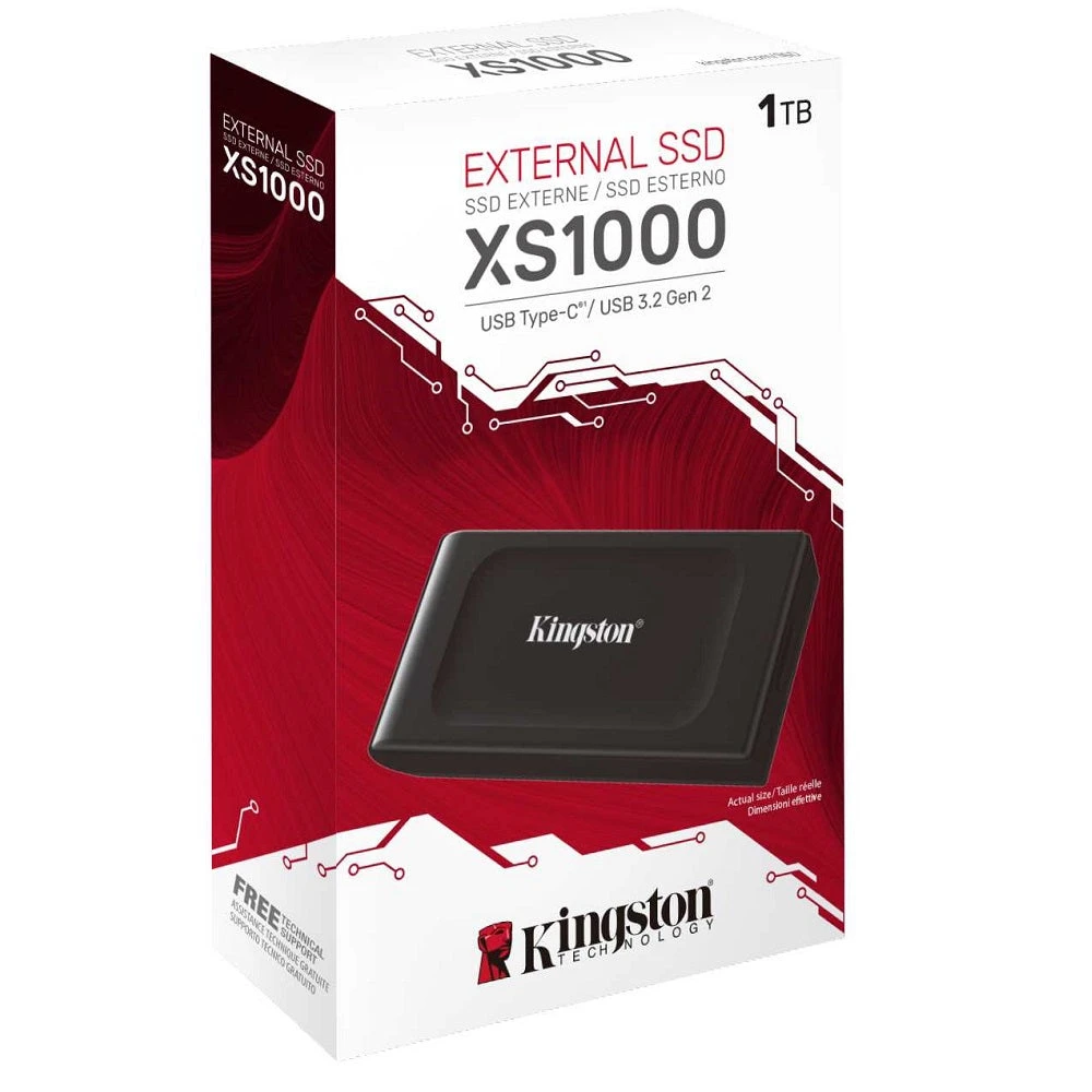محرك أقراص الحالة الصلبة الخارجي Kingston XS1000 سعة 1 تيرابايت (SSD) محرك أقراص خارجي USB 3.2 Gen 2
