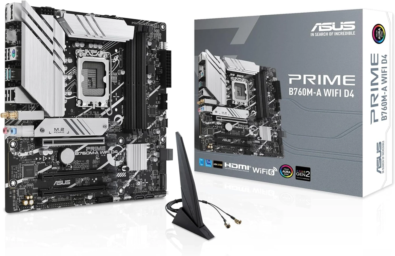 ASUS PRIME B760M-A WIFI D4 (13th and 12th Gen) LGA 1700 mATX Motherboard