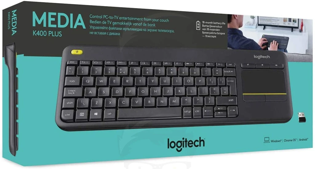 لوحة المفاتيح اللاسلكية Logitech K400 Plus التي تعمل باللمس