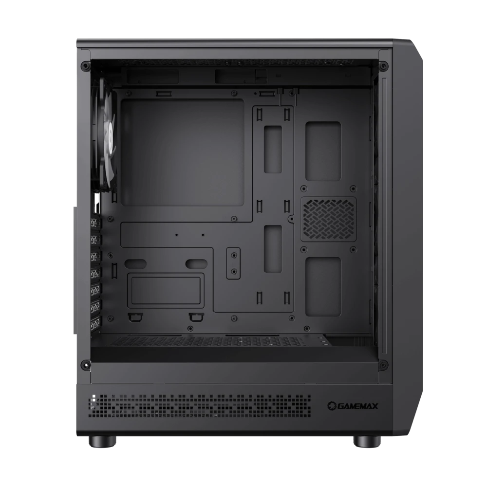 علبة ألعاب GAMEMAX Forge AB ذات الزجاج الأسود المقسّى ومنفذ USB3.0 وType C Mid Tower و6 مراوح ARGB (مثبتة مسبقًا) وATX
