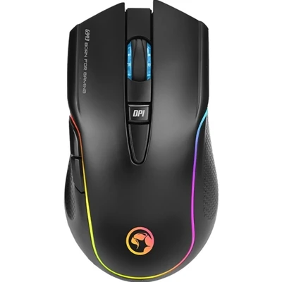 ماوس ألعاب Marvo Scorpion G943 RGB، بدقة تصل إلى 10000 نقطة في البوصة، 6 أزرار قابلة للبرمجة، مستشعر بصري Pixart 3325، وزن 100 جرام - أسود