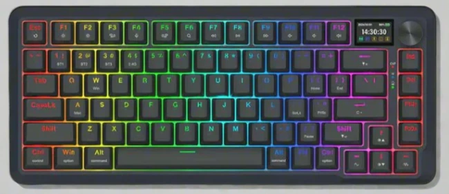 لوحة مفاتيح ميكانيكية Redragon K708 Pro 75% لاسلكية/BT RGB مع شاشة LCD