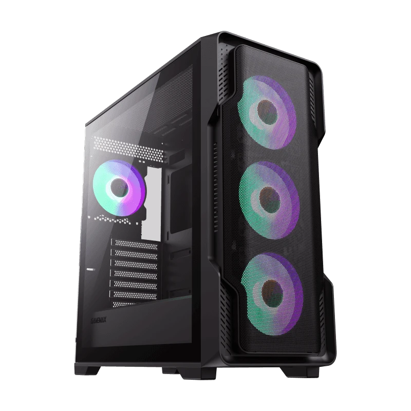 حقيبة ألعاب GameMax Siege Black E-ATX متوسطة الحجم