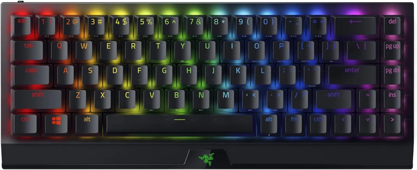 لوحة مفاتيح الألعاب الميكانيكية اللاسلكية Razer BlackWidow V3 Mini Hyperspeed Phantom Edition 65% - أسود