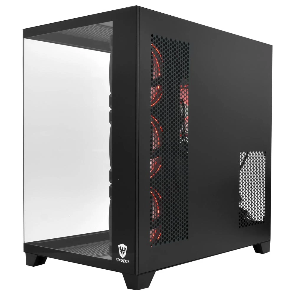 لوحة زجاجية مقواة Sate K896 ذات عرض كامل لسطح المكتب ATX / 4 مراوح / هيكل ألعاب أسود
