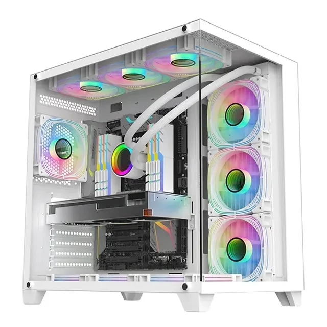 Sate K897 Tempered Glass Panel Full View Desktop ATX / 4 FAN / White GAMING CASE
