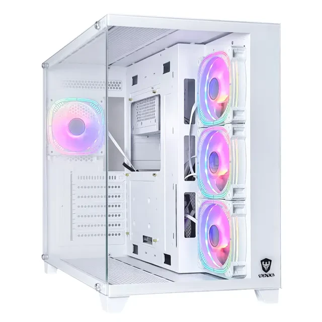 Sate K897 Tempered Glass Panel Full View Desktop ATX / 4 FAN / White GAMING CASE