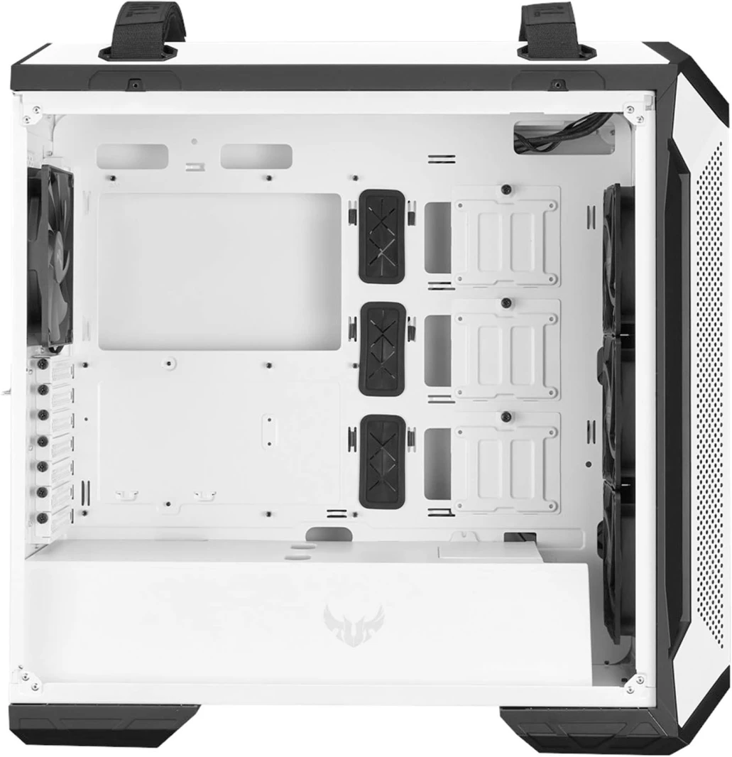 حافظة الألعاب ASUS TUF Gaming GT501 White Edition EATX ذات اللوحة الجانبية الزجاجية المقسّاة RGB