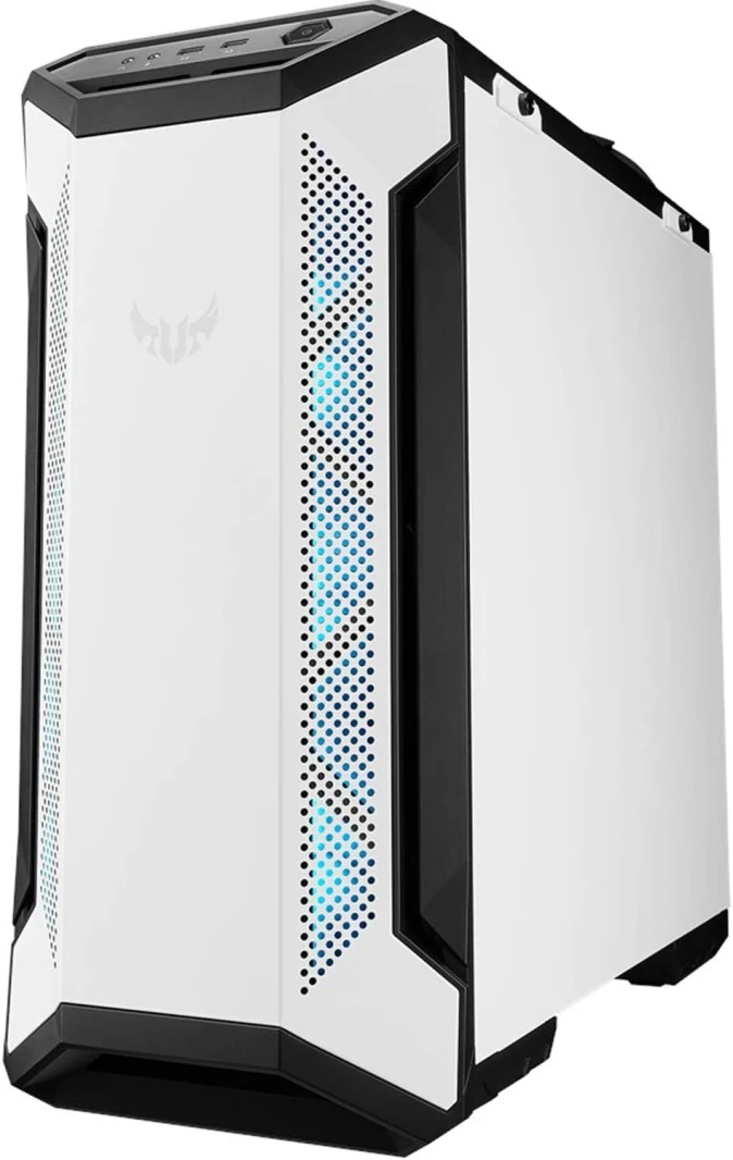حافظة الألعاب ASUS TUF Gaming GT501 White Edition EATX ذات اللوحة الجانبية الزجاجية المقسّاة RGB