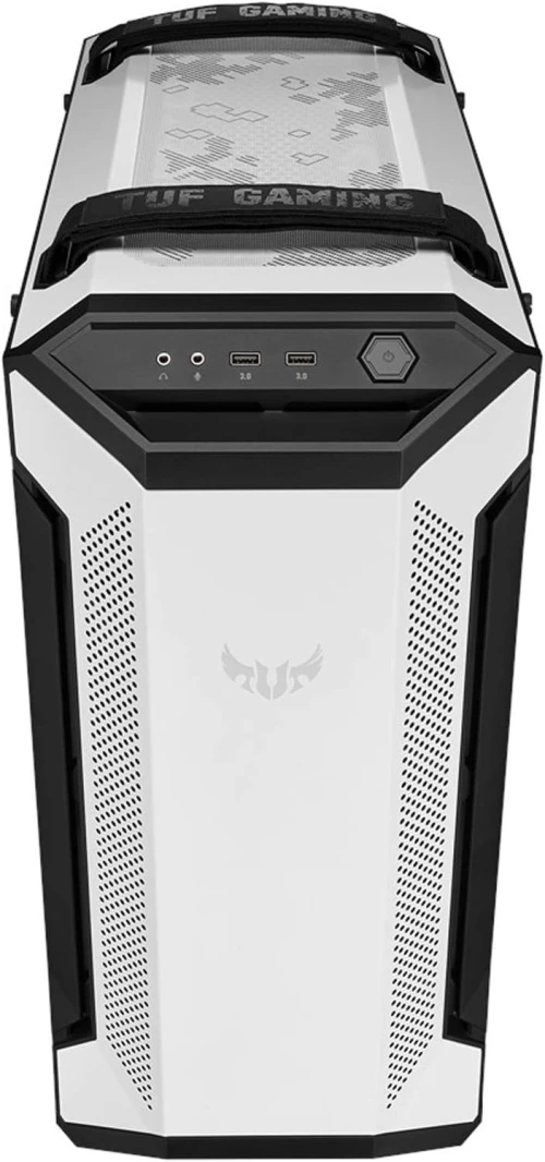 حافظة الألعاب ASUS TUF Gaming GT501 White Edition EATX ذات اللوحة الجانبية الزجاجية المقسّاة RGB
