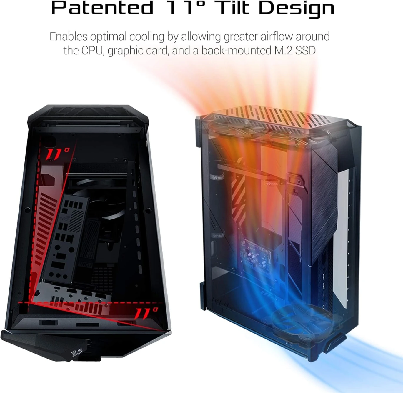 هيكل ألعاب ATX من ASUS GR101 ROG Z11 Mini-ITX/DTX بتصميم إمالة حاصل على براءة اختراع بزاوية 11 درجة