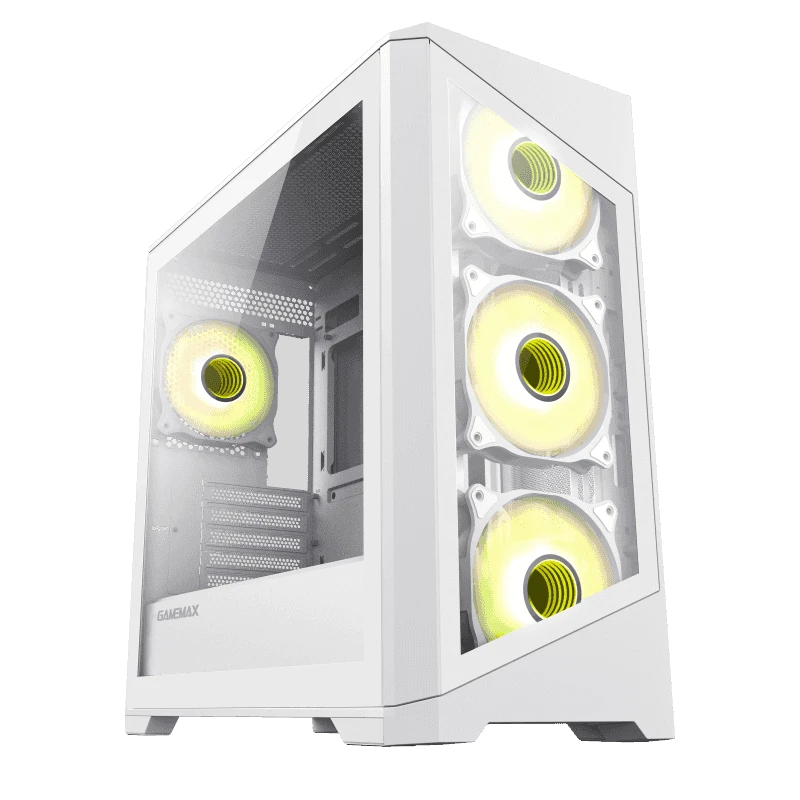 حقيبة ألعاب GAMEMAX Destroyer TGW MATX باللون الأبيض