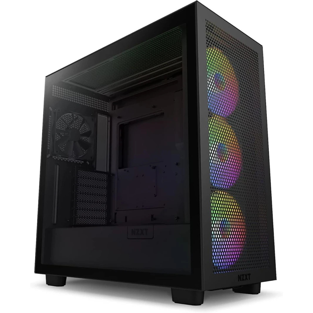 علبة ألعاب NZXT H7 Flow RGB ATX من الزجاج المقسّى متوسطة الحجم