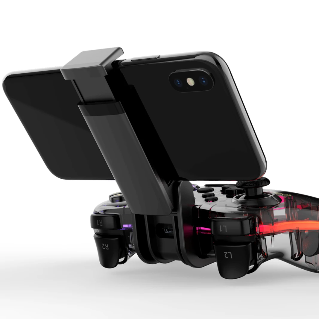 وحدة تحكم ألعاب iPega Bluetooth RGB شفافة ملونة لأجهزة IOS/Android/PC/NS Host/P4/P3 - Black Diamond