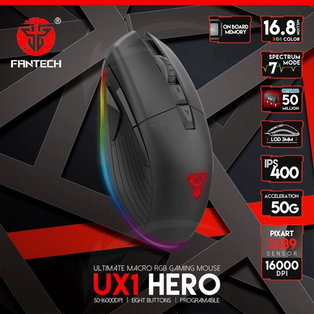 FANTECH UX1 HERO ULTIMATE MACRO RGB GAMING MOUSE