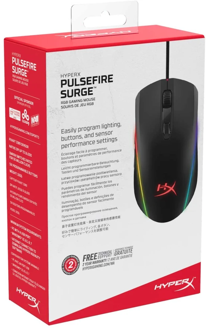 HyperX Pulsefire Surge - ماوس الألعاب الضوئي السلكي RGB