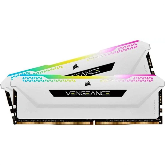 مجموعة ذاكرة CORSAIR VENGEANCE RGB PRO SL 16GB (2X8GB) DDR4 DRAM 3600MHZ C18 - أبيض