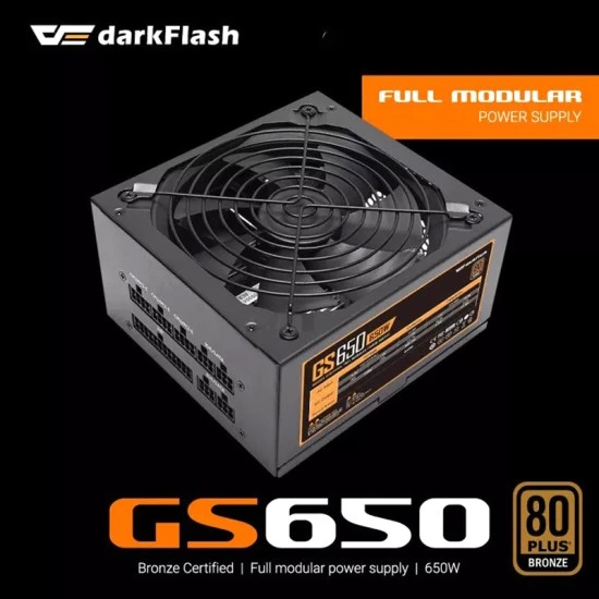 مصدر طاقة DARKFLASH GS 650W BRONZE معتمد بالكامل 80 PLUS