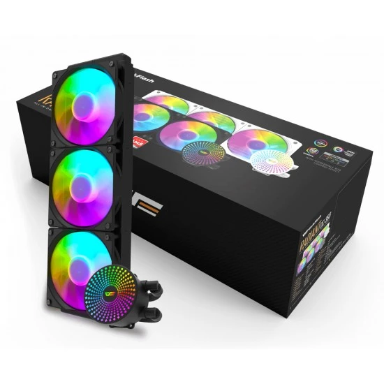 مبرد وحدة المعالجة المركزية السائل DARKFLASH RADIANT DC 360 ARGB مع 9 شفرات وأنابيب تبريد عالية القوة - أسود