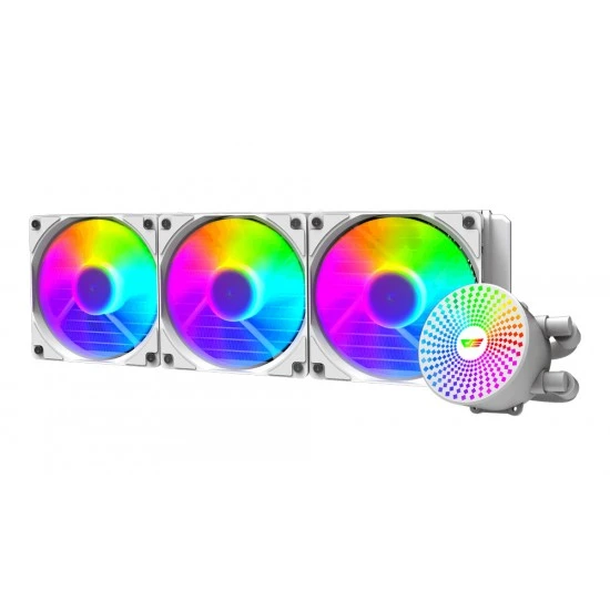 مبرد وحدة المعالجة المركزية السائل DARKFLASH RADIANT DC 360 ARGB مع 9 شفرات وأنابيب تبريد عالية القوة - أبيض