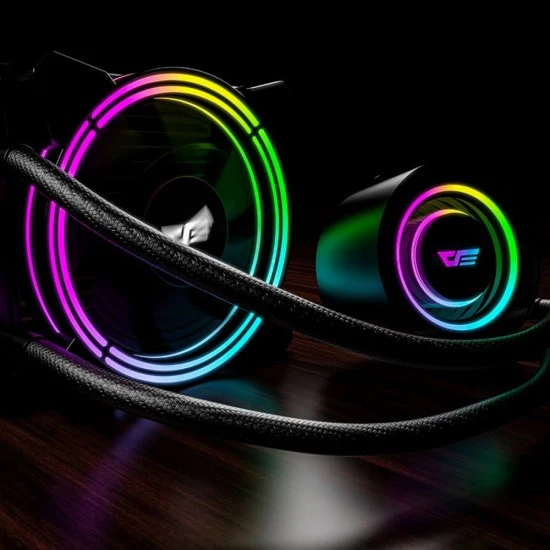 مبرد وحدة المعالجة المركزية السائل DARKFLASH SYMPHONY TR120 ARGB الكل في واحد مقاس 120 مم - أسود