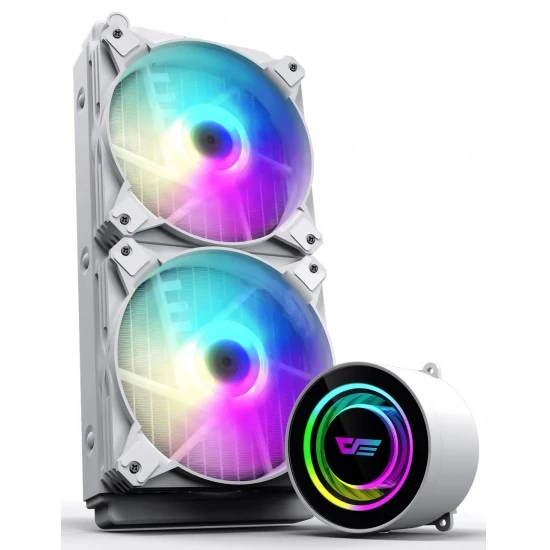 مبرد وحدة المعالجة المركزية السائل DARKFLASH TWISTER ARGB DX240 LIGHT STRIP DESIGN 1800 RPM ALL-IN-ONE 240MM - أبيض