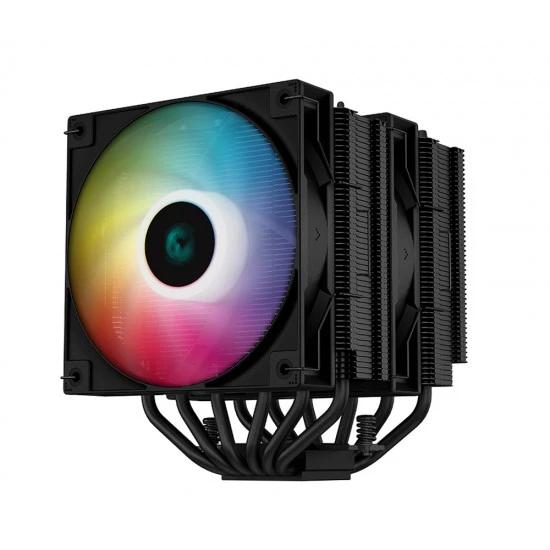 DEEPCOOL GAMMAXX AG620 BK ARGB 260W TDP ALL-BLACK 6 PCS COPPER HEAT PIPES مع مبرد هواء وحدة المعالجة المركزية ثنائي المروحة مقاس 120 مم