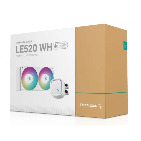 مبرد سائل DEEPCOOL LE520 240MM ARGB PWM FAN 220W TDP ANTI-LEAK TECH CPU AIO لـ INTEL وAMD - أبيض