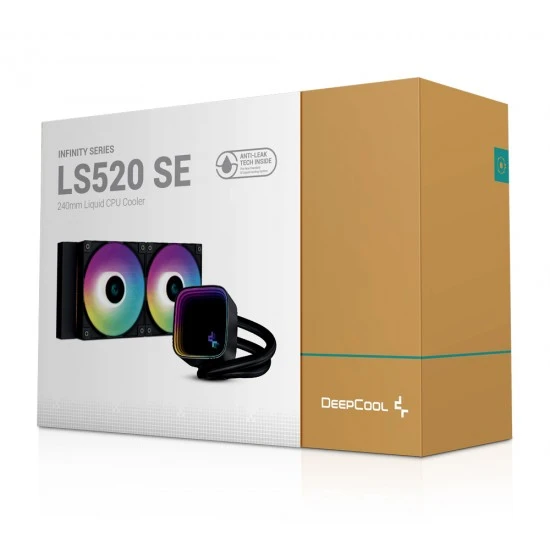 مبرد سائل DEEPCOOL LS520 SE مقاس 240 مم ومروحتين FC120 A-RGB PWM بتصميم مرآة لا نهائية ومبرد سائل AIO لمعالجات Intel وAMD - أسود