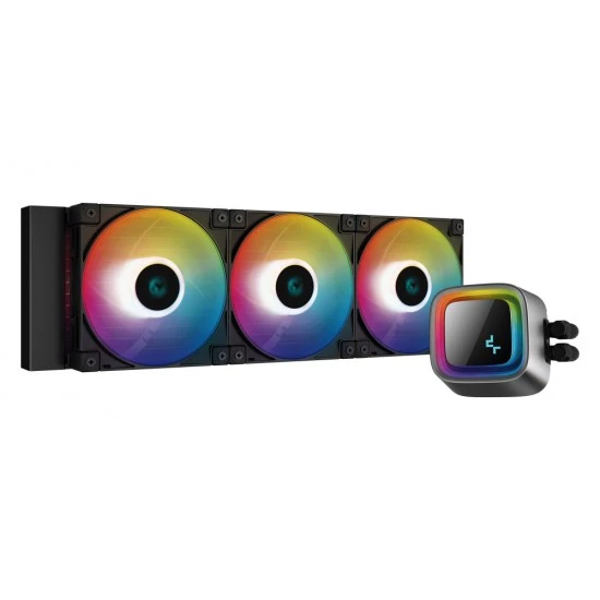 مبرد سائل وحدة المعالجة المركزية DEEPCOOL LS720 360MM AIO عالي الأداء وذو كفاءة منخفضة في الضوضاء وقطر 360 مم وتصميم غطاء المرآة اللانهائية