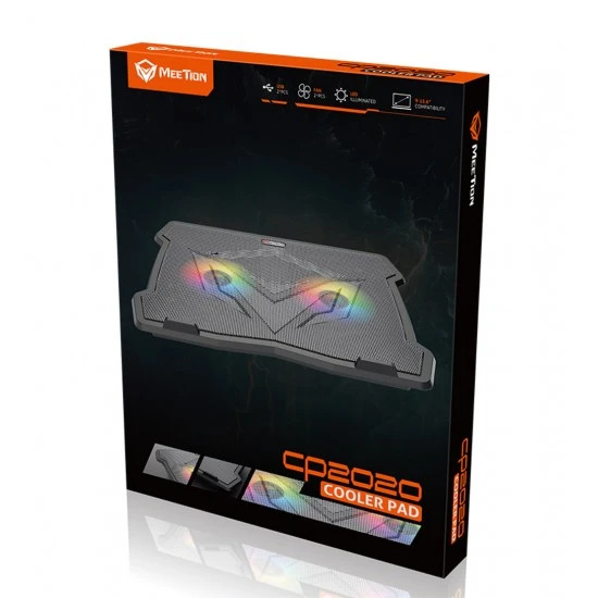 لوحة تبريد الألعاب MEETION CP2020 RGB قابلة للتعديل مع مراوح مزدوجة للكمبيوتر المحمول