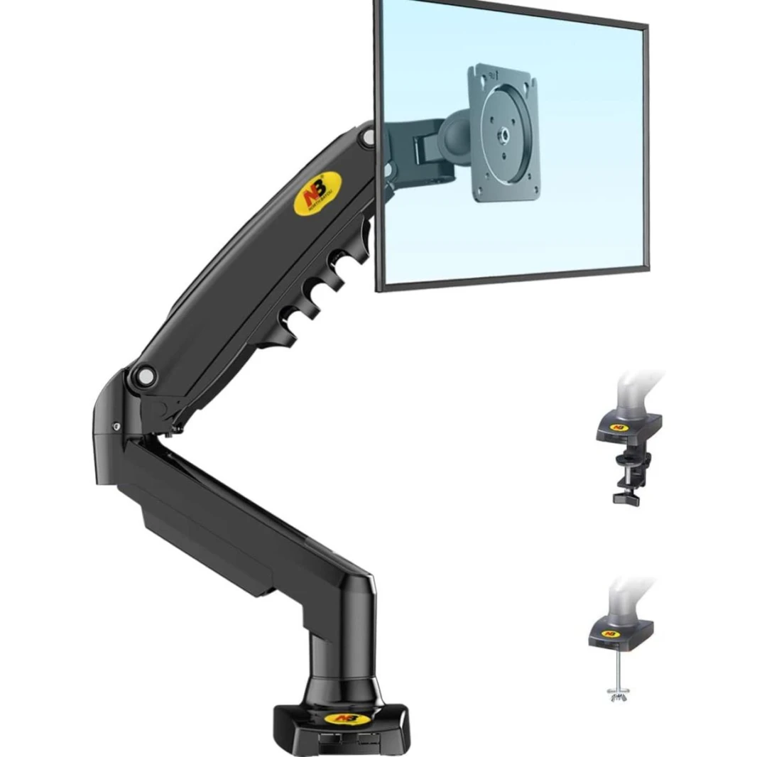 NB North Bayou F80 17" to 30" Adjustable Single Mount Gas Spring Desk Arm Monitor