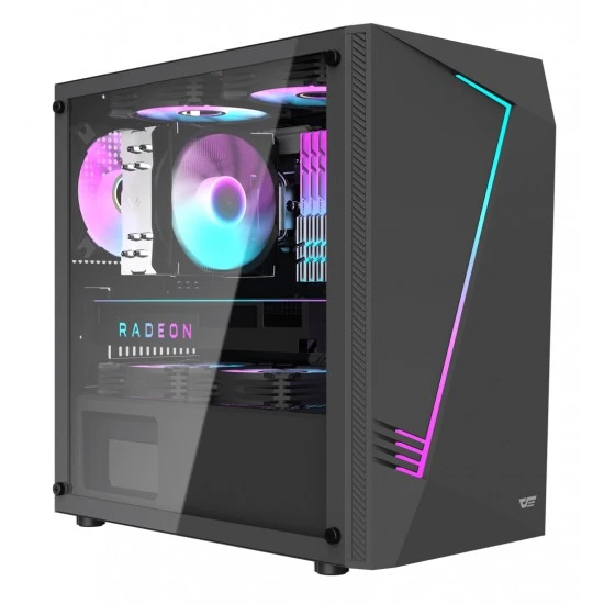 حافظة كمبيوتر DARKFLASH AL390 MATX/ITX مزودة بألواح زجاجية مقسّاة ومنفذ USB 3.0 وحافظة كمبيوتر للألعاب - باللون الأسود