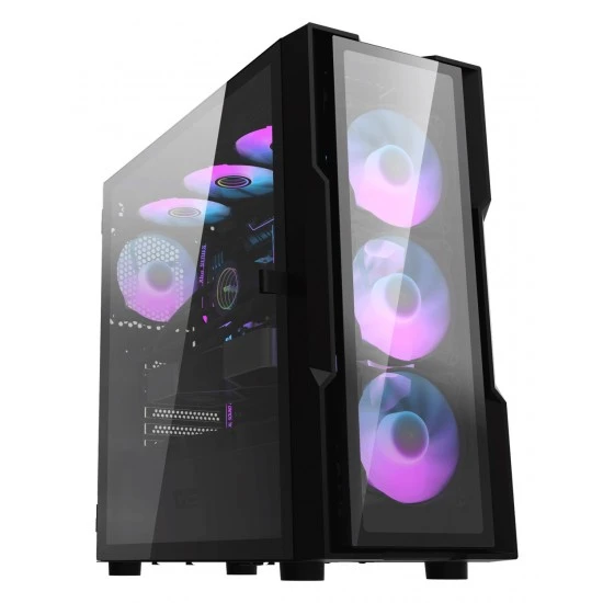 DARKFLASH DK431 هيكل كمبيوتر E-ATX بألواح زجاجية مقسّاة مع 4 مراوح ARGB ودعم وحدة معالجة الرسومات USB 3.0 مقاس 400 مم - أسود