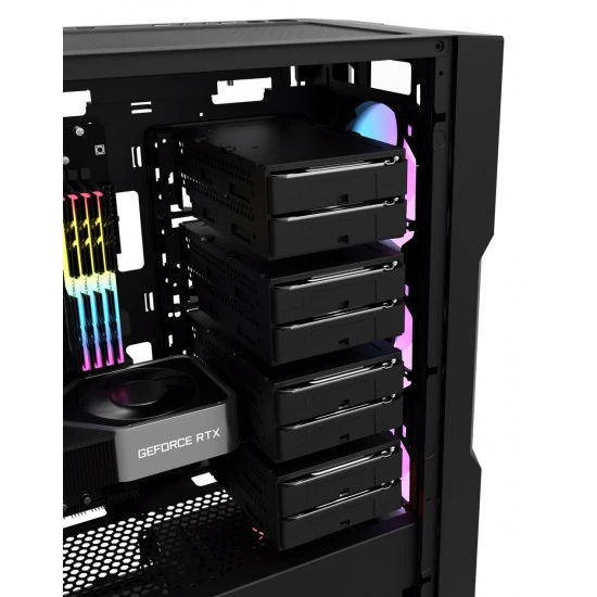 DARKFLASH DK431 هيكل كمبيوتر E-ATX بألواح زجاجية مقسّاة مع 4 مراوح ARGB ودعم وحدة معالجة الرسومات USB 3.0 مقاس 400 مم - أسود